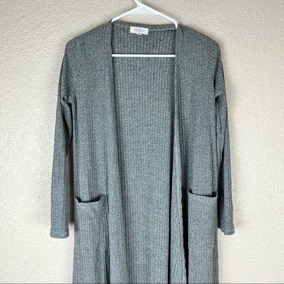Lularoe Sarah Gray Ribbed Duster Cardigan XS 0-4 - Picture 2 of 7